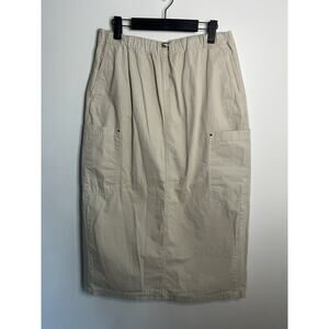 Zara Women’s XL Utility‎ Cargo Parachute Skirt Tan Beige Long